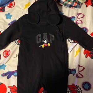 GAP Black Kids One Piece with Mickey Mouse ears hood